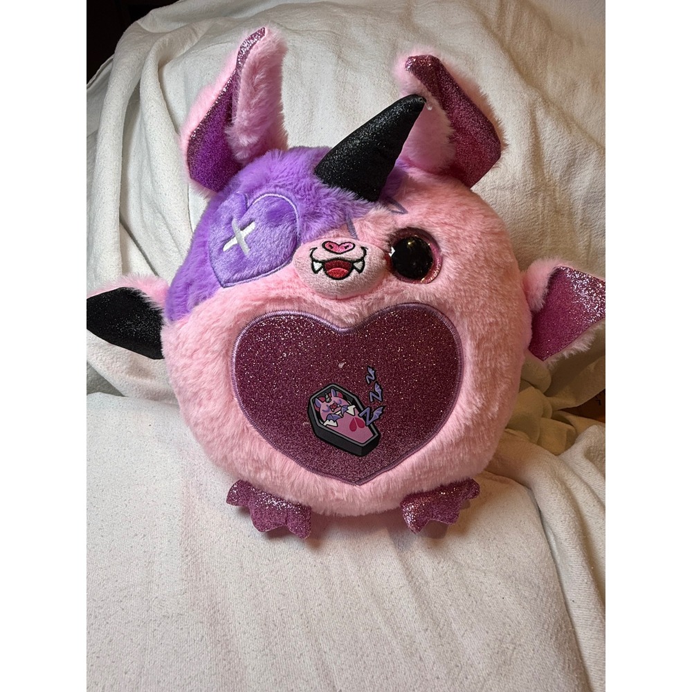 ZURU Fuzzikins Halloween Bat Heart Plush Toy Purple‎ Pink Glitter Spooky Kid